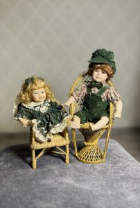 Dwie Porcelanowe Lalki kolekcjonerska wys. 60cm Rąbień AB
