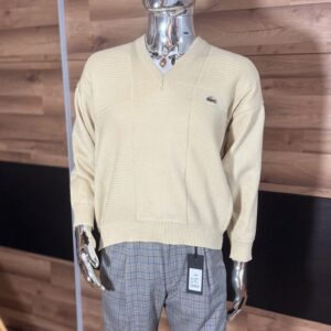 Sweter Męski Lacoste Vintage 90s kremowy rozmiar M